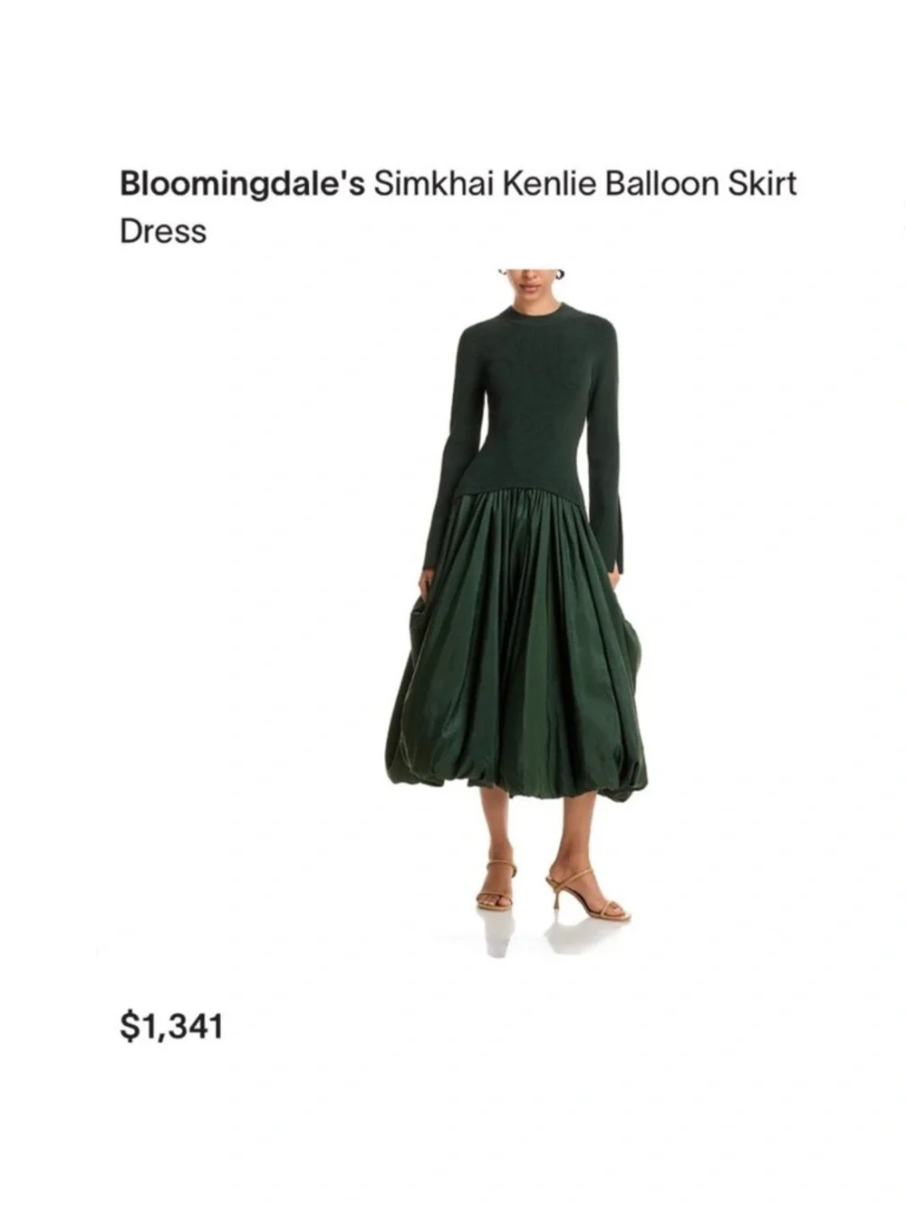 Kenlie Dress in Dark Green SIMKHAI